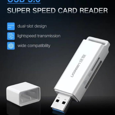 Ugreen UG40753CM104TK Màu Trắng Đầu đọc thẻ nhớ USB 3.0 sang SD TF cao cấp - HÀNG CHÍNH HÃNG