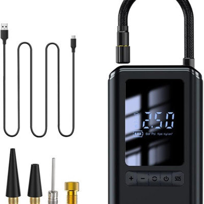 Máy Bơm Lốp Xe Điện 130PSI MH LED Thông Minh Pin Sạc Nhỏ Gọn Mạnh Mẽ Tự Động Ngắt Khi Đủ Hơi