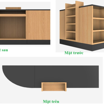 Quầy tính tiền, Bàn thu ngân cho cửa hàng tiện lợi, siêu thị mini QTT433 - NỘI THẤT LẮP RÁP VIENDONGADV