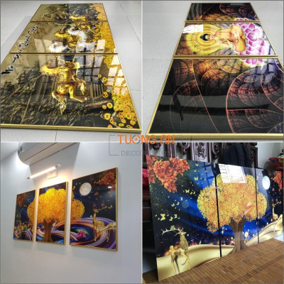 Tranh Hươu decor treo tường tráng gương cao cấp