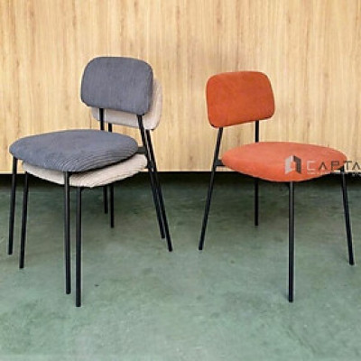 Ghế tiếp khách nệm vải chân sắt CC3012-F Nội thất Capta Ghế chân sắt nệm vải nhung không tay xếp chồng tiện lợi hcm