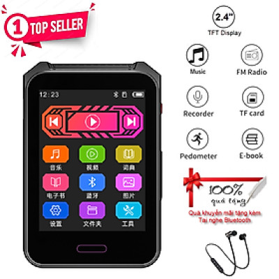 Máy Nghe Nhạc Ruizu C3 - Màn Hình 2.4 Inch, Bluetooth 5.3, Hỗ Trợ Đa Định Dạng MP3 WMA APE FLAC AAC, Hỗ Trợ Thẻ Nhớ Lên Tới 128Gb, Pin Lithium 300mAh 10 Tiếng, Sạc Nhanh Type-C, Kết Nối PC, Ghi Âm, Học Sinh, Sinh Viên, Thể Thao - Hàng Chính Hãng