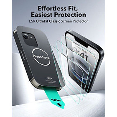 Combo 2 Kính Cường Lực Kèm Khung Dán ESR UltraFit Classic Screen Protector Cho iPhone 16e/ iphone 13/ iphone 14_ Hàng chính hãng