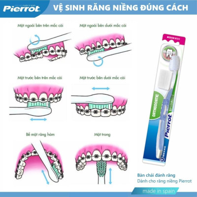 [ Mua 2 tặng 1 set kit ] Pierrot Bàn chải dành cho người niềng răng