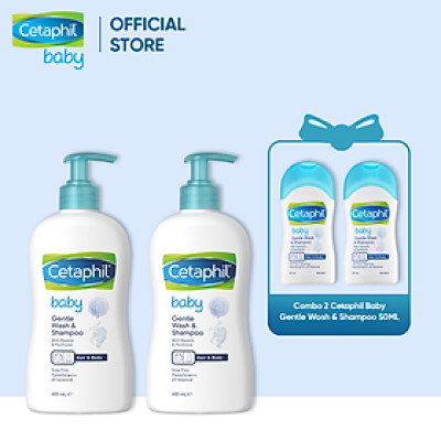 Combo 2 Sữa tắm gội dịu lành cho bé Cetaphil Baby Gentle Wash & Shampoo 400ml/chai