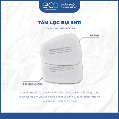 Phin Lọc 3M 6001, 6003, 6006 kết hợp tấm lọc bụi 5N11 cùng nắp giữ 501 lọc hơi hữu cơ xăng dầu phun sơn, chống độc