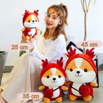 Gấu bông chó Shiba cosplay tuần lộc siêu dễ thương (23cm--->50cm) món quà noen tuyệt vời cho bé & người yêu, hàng xịn cao cấp loại 1