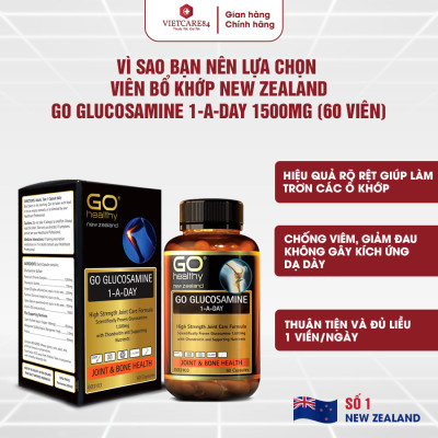 Bộ sản phẩm chăm sóc xương khớp: Viên xương khớp GO GLUCOSAMINE 1-A-DAY ; Canxi hữu cơ New Zealand Nutri Seaweed Calcium