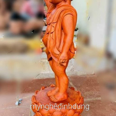 Tượng phật đản sanh bằng gỗ hương đá kt cao 60cm 