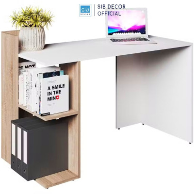 Bàn Làm Việc Đơn Giản Dài 120cm, Phối Chân Bàn Kệ Sách Đa Năng Thương Hiệu SIB Decor BLV80/81/82