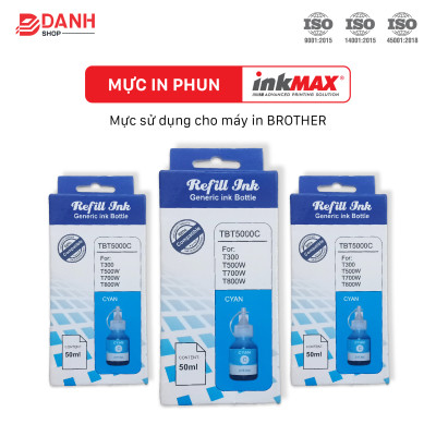 Bộ 4 màu - Mực nước inkMAX / Mực màu inkMAX dùng cho máy in phun Brother T300, T310,T500, T510W, T700, T710W, T810W, T910W, T4000, T4500DW