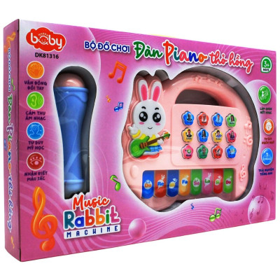 Đồ Chơi DUKA: Đàn Piano Thỏ Hồng Kèm Micro - DK81316