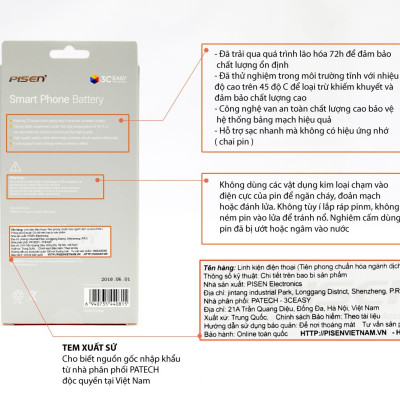 Pin PISEN dung lượng chuẩn cho iphone XSMax - Hàng chính hãng