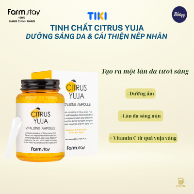 Tinh chất Citrus Yuja dưỡng sáng da & cải thiện nếp nhăn _ Farmstay Citrus Yuja Vitalizing Ampoule