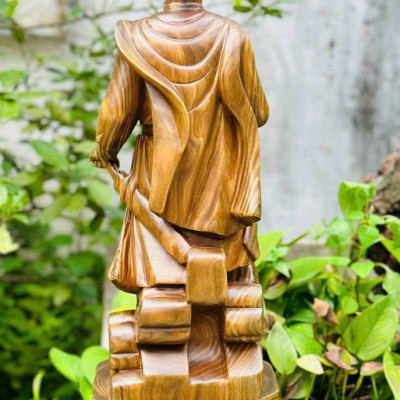 TƯỢNG TRẦN QUỐC TUẤN TRẦN HƯƠNG ĐẠO VƯƠNG BẰNG GỖ TRẮC XANH CỰC ĐẸP KT CAO 60×22×18CM 