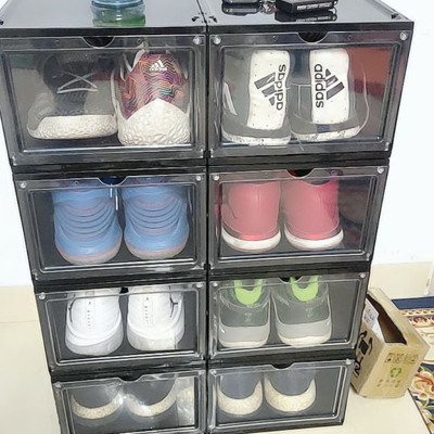 COMBO 2 Hộp Nhựa Cứng Thông Minh Đựng Giày Thể Thao Sneaker Nắp Trong Suốt Có Nam Châm Hít VÀ Cửa Gài - Chịu Lực Tốt