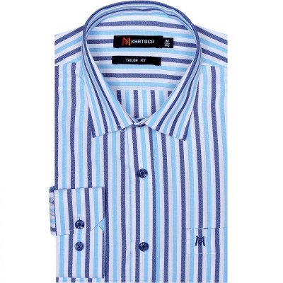 Áo sơ mi nam KHATOCO dài tay kẻ sọc A1MD468T1-CNSC001-2406-D