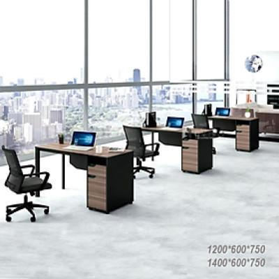 Bàn làm việc mặt gỗ MFC hiện đại TW2008-14W Nội thất Capta Bàn gỗ MFC chống thấm màu hạt dẻ phối đen thanh lịch