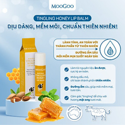 Son dưỡng môi thuần chay làm mềm và dưỡng ẩm môi MooGoo 5g Edible Lip Balm - Hàng Úc chính hãng
