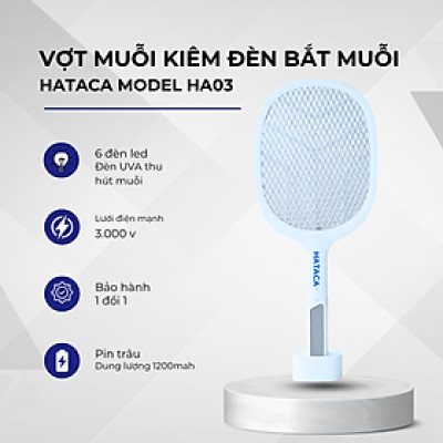 Vợt muỗi kiêm đèn bắt muỗi 2 trong 1 Hataca ( Hàng chính hãng)