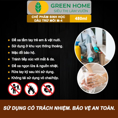 Dầu Trừ Mối M-4 1.2SL GreenHome, Vipesco, Chai 480ml, Đặc Trị Mối Ăn Gỗ Đồ Nội Thất, Công Trình