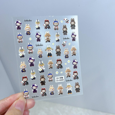 Sticker Dán Móng 5D Hình Labubu Đáng Yêu, Sticker Làm Nail, Miếng Dán Móng Tay 5D Labubu Cute  Ngộ Ngĩnh Hot Trend