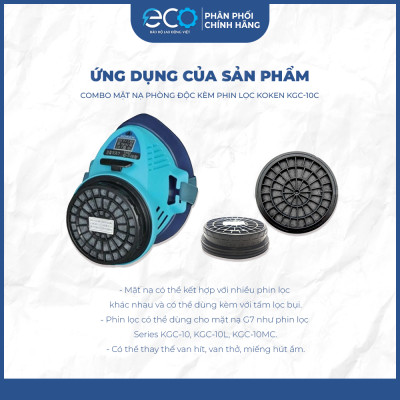 Combo mặt nạ phòng độc phun thuốc trừ sâu Koken G7 Nhật Bản kèm kính chống hoá chất, chống đọng sương 3M 1621AF