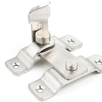 Chốt Khóa Cài Cửa Góc Vuông 90 Độ KUNBE Bằng Thép Không Gỉ, Then Cửa Dạng Chữ L Có Chốt Cố Định Thanh Gạt Loại To An Toàn, Chắc Chắn