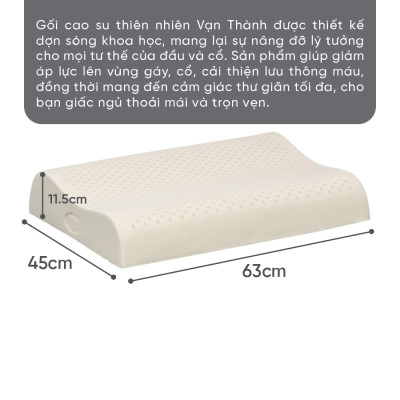 Gối Cao Su Vạn Thành Dợn VTGCSD4563 (45 x 63 cm) - Trắng
