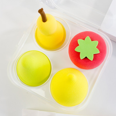 Hộp bông tán phấn trang điểm 4 món hình trái cây ,  siêu dễ thương mềm  mịn , xinh xắn đáng yêu  ,có hộp đựng tiện dụng