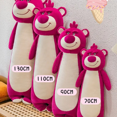Thú nhồi bông lotso đỏ dáng dài êm mịn - Size từ 70cm đến 110cm- Quà tặng gấu dâu đậm dễ thương - Gối ôm mềm mịn cho bé.