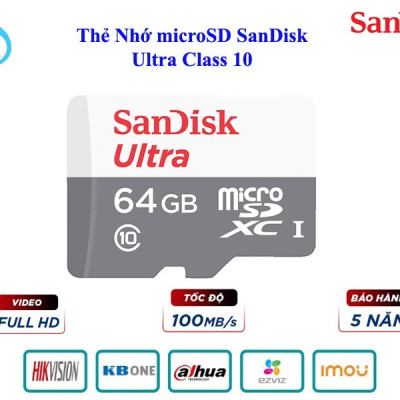 Thẻ Nhớ SanDisk 256G-32G-64G-128GB MicroSD Ultra Class 10  - Hàng Chính Hãng
