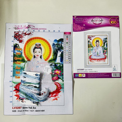 Tranh thêu chữ thập Quan thế âm bồ tát LV3267