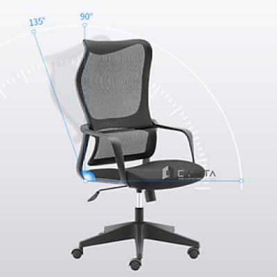 Ghế văn phòng hiện đại lưng cao CM4546-M Ghế làm việc lưng lưới nhập khẩu nâng hạ gật gù chân xoay nhựa màu đen