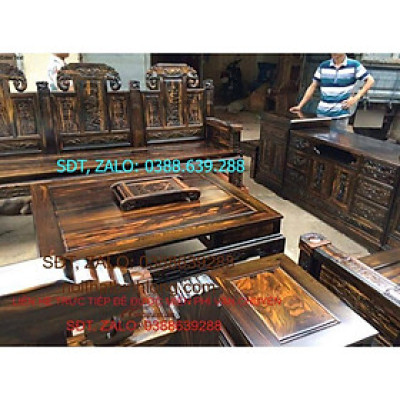 Bộ bàn ghế phòng khách âu á hộp trương voi gỗ sồi mỹ 2m2