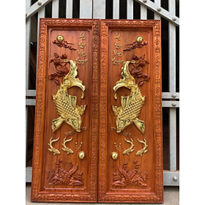 CẶP TRANH LÝ NGƯ VỌNG NGUYỆT BẰNG GỖ HƯƠNG KT 37×117×5CM