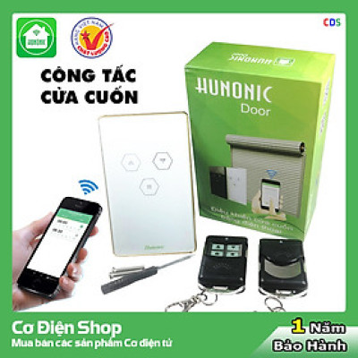Công tắc cửa cuốn thông minh HUNONIC DOOR - Điều khiển từ xa bằng điện thoại - Mặt kính màu trắng - Cơ Điện Shop