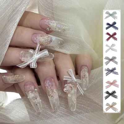 Set Charm Nơ Vải Lụa Mix Ngọc Trai Trang Trí Móng Độc Lạ, Làm Nail Sành Điệu Sang Chảnh Cho Nàng Nữ Women