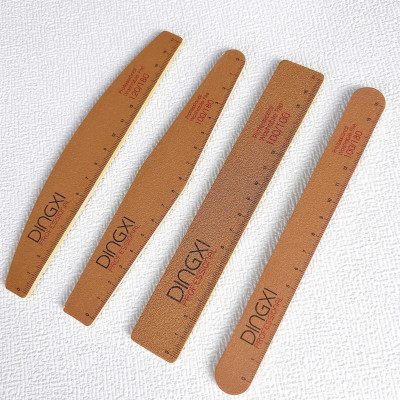Dũa Nâu Da Bò Cao Cấp Có Kẻ Vạch Loại Dày Nhiều Form Vuông, Thẳng, Bầu, Thoi Dũa DINGXI Có Thước Đo Làm Nail Chuyên Nghiệp, Độ Nhám Tốt Dũa Thường