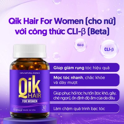 Combo 4 hộp 30 viên tặng 1 hộp 15 viên] Viên uống QIK HAIR for Women hỗ trợ giảm rụng, mọc tóc chắc khỏe