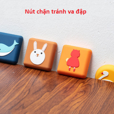 Nút chặn cửa Combo 10 nút chống chạm cửa CUTE, miếng nhựa đệm sau cửa giảm tiếng động, chống trầy GD291-NCC-CUTE-10