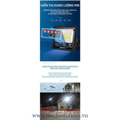 Đèn Pha Năng Lượng Mặt Trời JD-8200L Công Suất 200W - Mẫu Mới 2020, Khung Nhôm, Chip Led "SMD" 