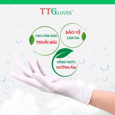 Găng Tay Y Tế Size L Không Bột Nitrile TTGLOVES Màu Trắng (100 Chiếc)