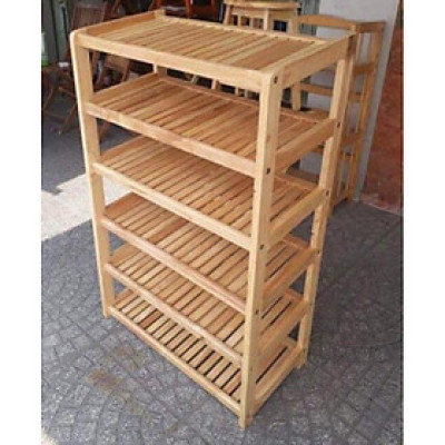 Kệ Giày Dép 6 Tầng Dài  63cm Gỗ Cao Su