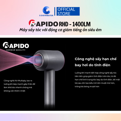 Máy sấy tóc Rapido RHD – 1400LM - Hàng chính hãng - Bảo Hành 12 Tháng
