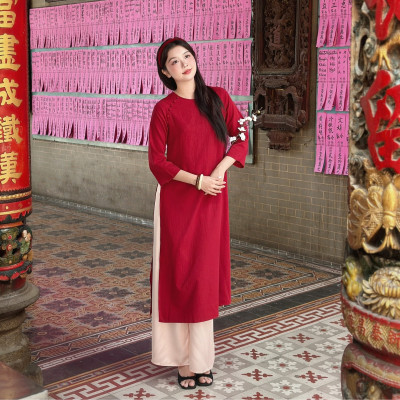 Áo dài cách tân nữ thích hợp đi chơi lễ tết kiểu truyền thống Châu Hoa Miều Est.2013