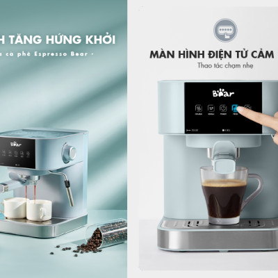 Máy Pha Cà Phê Tự Động Espresso BEAR CF-B15V1 Với Công Thức Pha Nespresso, Americano, Cappuccino Tạo Bọt Sữa Dễ Dàng Áp Suất 15 Bar Công Suất 950 W - Hàng Chính Hãng