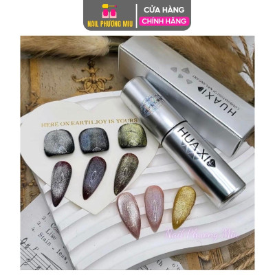 Sơn Gel Mắt Mèo Kim Cương Huaxi 9D Cao Cấp Lấp Lánh, Sơn Nhũ Vàng Bạc Cầu Vồng Làm Nail Gel Mắt Mèo Nail Phương Miu Nữ