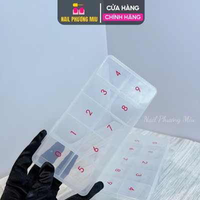 Hộp Đựng Móng 10 Ô Ngăn Số 0-9 Bằng Nhựa Cao Cấp, Màu Trắng Trong Làm Nail Tiện Dụng Cho Thợ Làm Nail, Chứa Đến 500 Móng, Charm, Đá, Chống Bụi