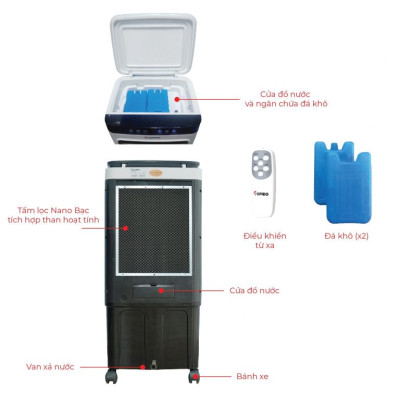 Quạt điều hòa 6000D, chính hãng của Rapido, bảo hành toàn quốc 1 năm, tặng kèm 2 khay nước - hàng chính hãng